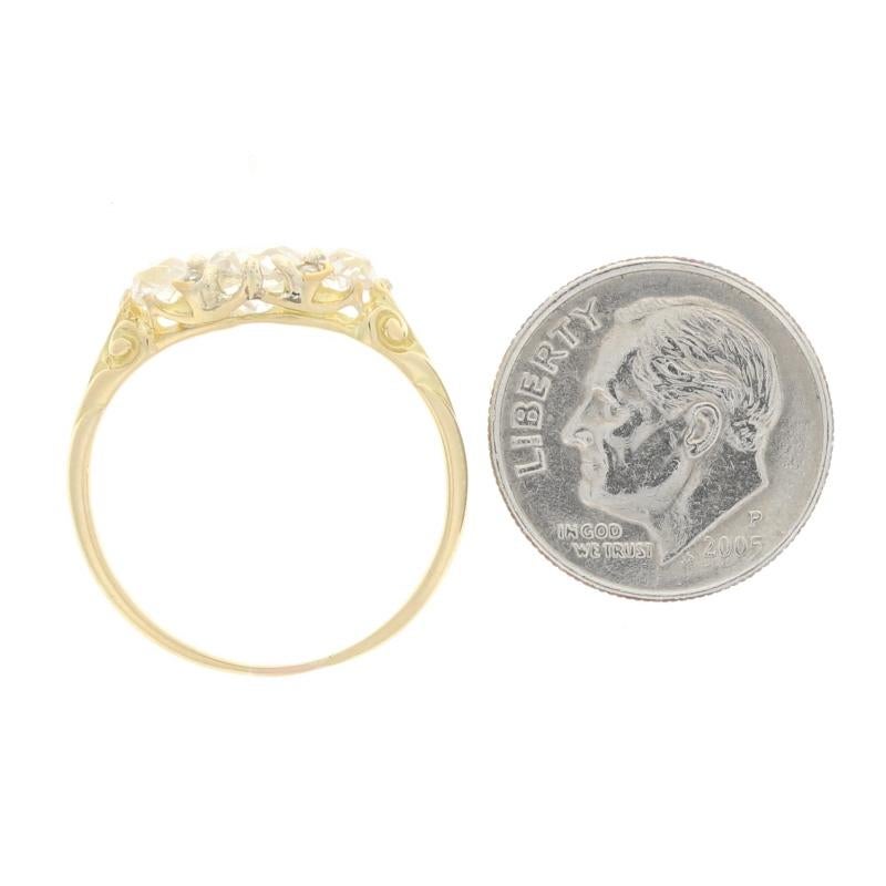 De las mujeres Anillo Eduardiano de Diamantes de Oro Amarillo -18k Mina Antigua 1,33ctw GIA Tres Piedras Antiguas en venta