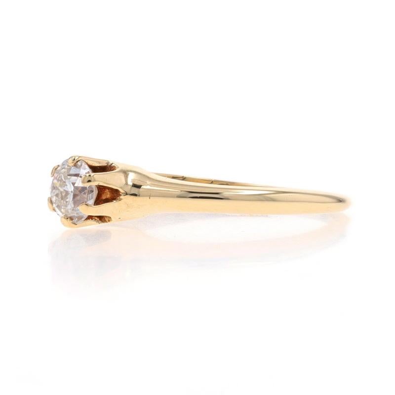 Gelbgold Diamant Edwardian Solitaire Verlobungsring - 14k Europäische .40ct im Zustand „Hervorragend“ im Angebot in Greensboro, NC
