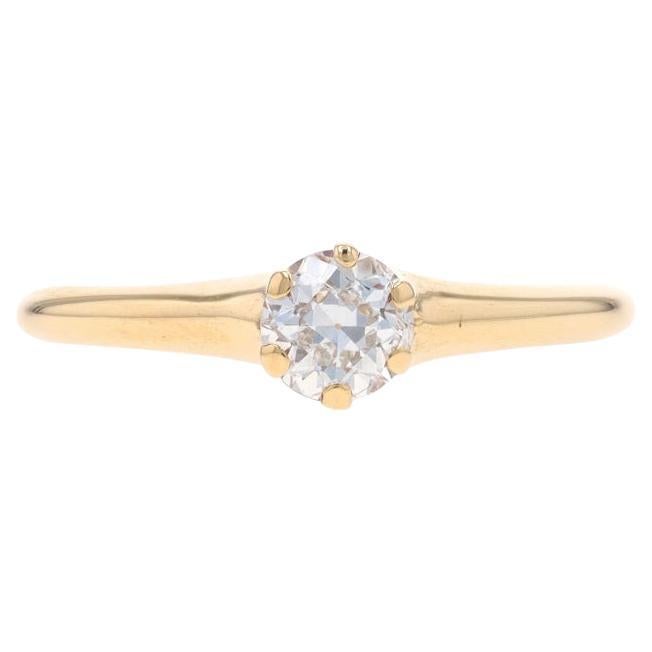 Yellow Gold Diamond Edwardian Solitaire Engagement Ring - 14k European .40ct
