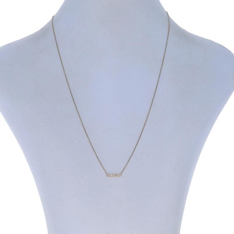 Round Cut Yellow Gold Diamond Eight-Stone Bar Pendant Necklace 16