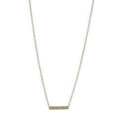 Gelbgold Diamant-Halskette mit acht Steinen und Bar-Anhänger 16" - 14k rundem Brillanten