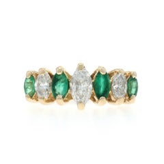 Yellow Gold Diamond Emerald Ring 14k Marquise 1.20