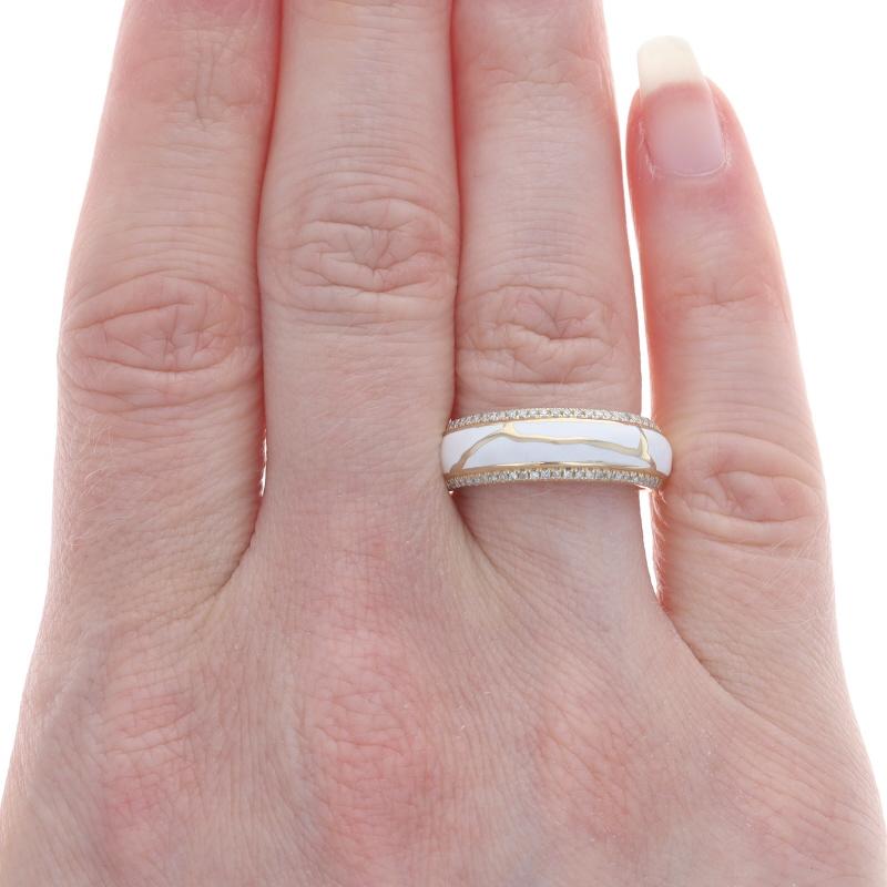 Taille simple Anneau en or jaune avec diamant et émail - 10k Single Cut .25ctw Abstract Ring Sz 7 1/2 en vente