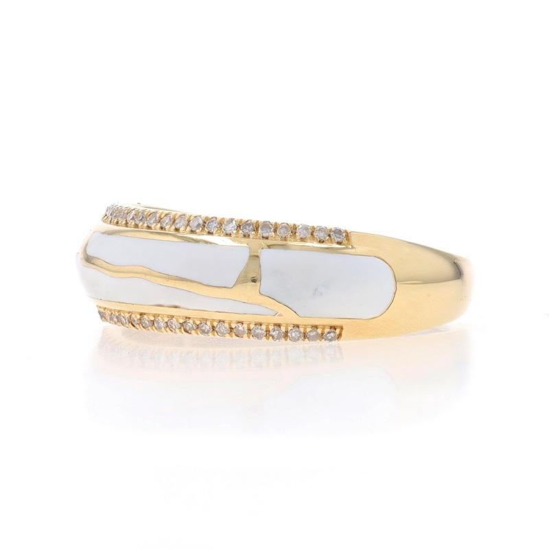 Anneau en or jaune avec diamant et émail - 10k Single Cut .25ctw Abstract Ring Sz 7 1/2 Excellent état - En vente à Greensboro, NC