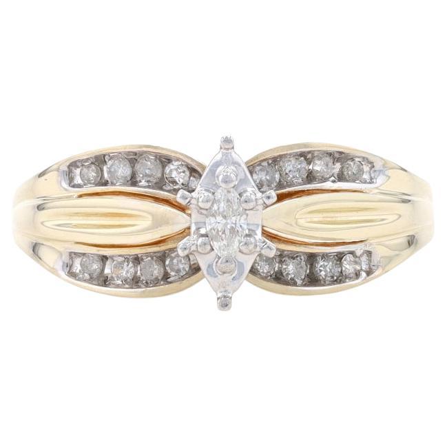 Yellow Gold Diamond Engagement Ring - 10k Marquise & Single .25ctw For Sale