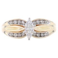 Vintage Yellow Gold Diamond Engagement Ring - 10k Marquise & Single .25ctw