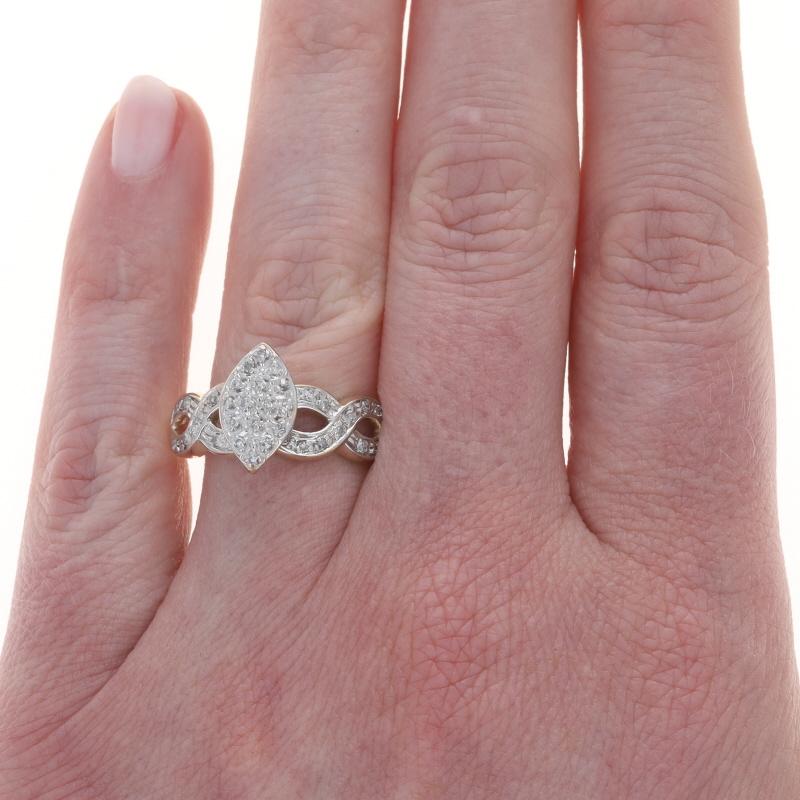 Single Cut Yellow Gold Diamond Engagement Ring - 10k Single .25ctw For Sale