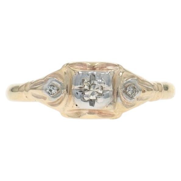 Yellow Gold Diamond Engagement Ring - 10k Single