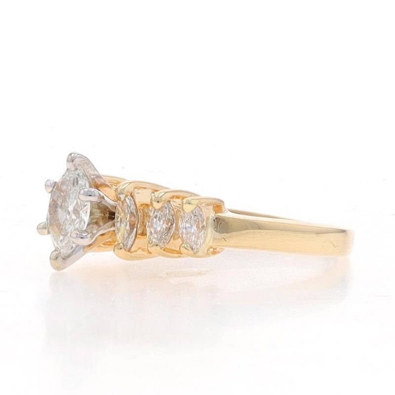 Marquise Cut Yellow Gold Diamond Engagement Ring - 14k Marquise 1.02ctw For Sale