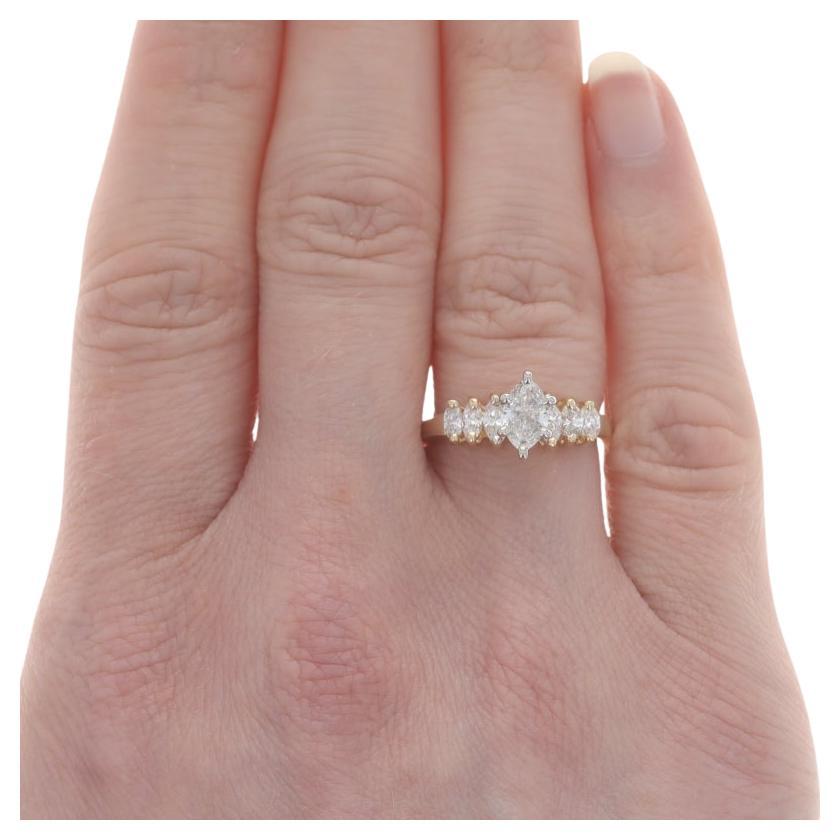 Yellow Gold Diamond Engagement Ring - 14k Marquise 1.02ctw For Sale