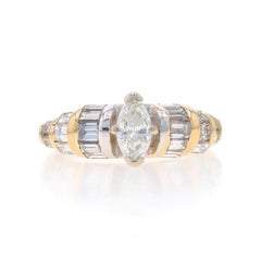 Yellow Gold Diamond Engagement Ring - 14k Marquise 1.40ctw Size 6