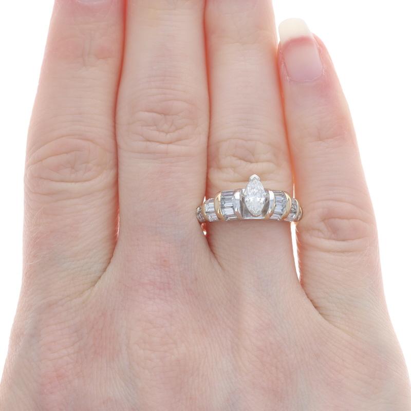 Verlobungsring aus Gelbgold mit Diamanten - 14k Marquise 1,40ctw Größe 6 (Marquiseschliff) im Angebot