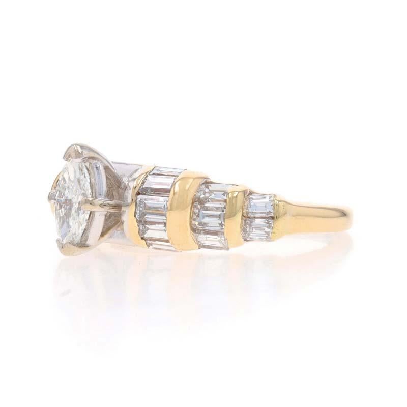 Verlobungsring aus Gelbgold mit Diamanten - 14k Marquise 1,40ctw Größe 6 im Zustand „Hervorragend“ im Angebot in Greensboro, NC