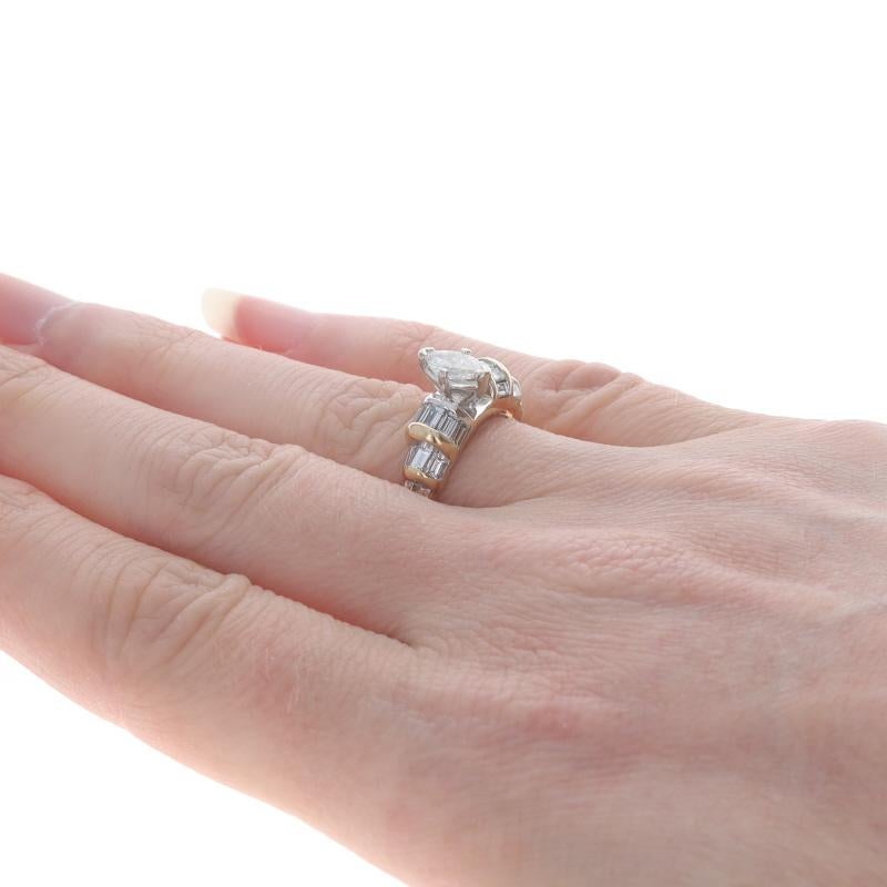 Verlobungsring aus Gelbgold mit Diamanten - 14k Marquise 1,40ctw Größe 6 Damen im Angebot