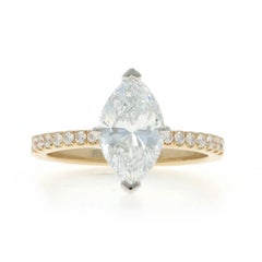 Yellow Gold Diamond Engagement Ring - 14k Marquise 2.20ctw