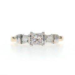 Yellow Gold Diamond Engagement Ring - 14k Princess .98ctw