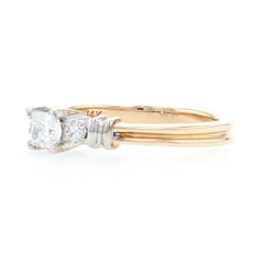 Yellow Gold Diamond Engagement Ring, 14k Princess Cut .48ctw