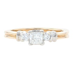 Yellow Gold Diamond Engagement Ring, 14k Princess Cut .48ctw