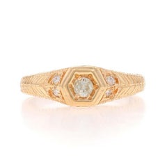 Yellow Gold Diamond Engagement Ring - 14k Round .16ctw JAGi Etched Milgrain