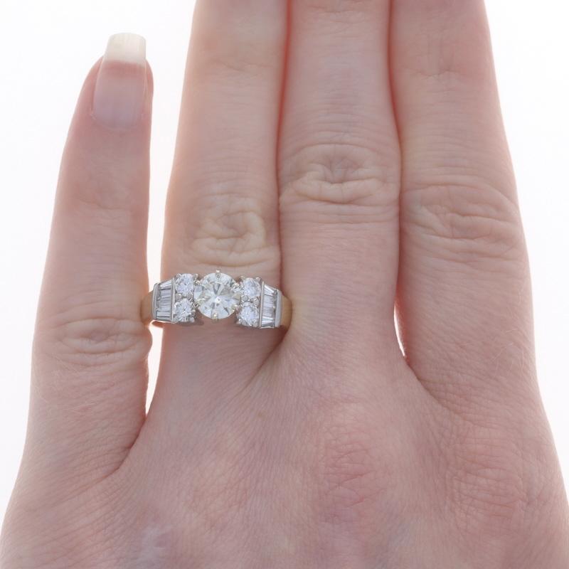 Round Cut Yellow Gold Diamond Engagement Ring - 14k Round Brilliant 1.64ctw For Sale