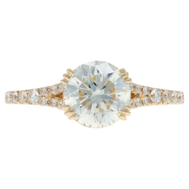 Anello di fidanzamento con diamante in oro giallo - 14k Brillante rotondo 1,77ctw GIA