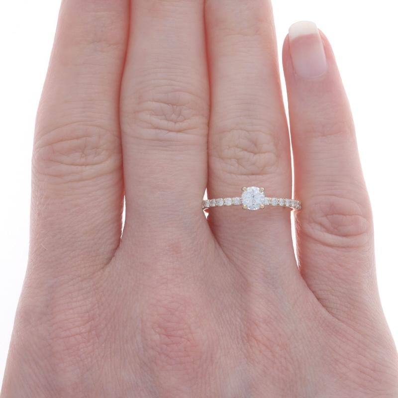 Gelbgold Diamant Verlobungsring - 14k Runde Brillant .58ctw GIA (Rundschliff) im Angebot