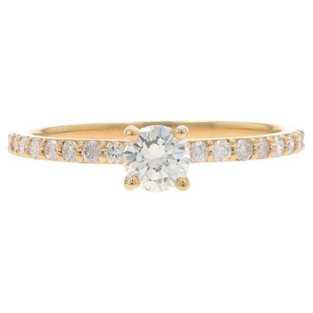 Anillo de compromiso de diamantes en oro amarillo - 14k Brillante redondo .58ctw GIA