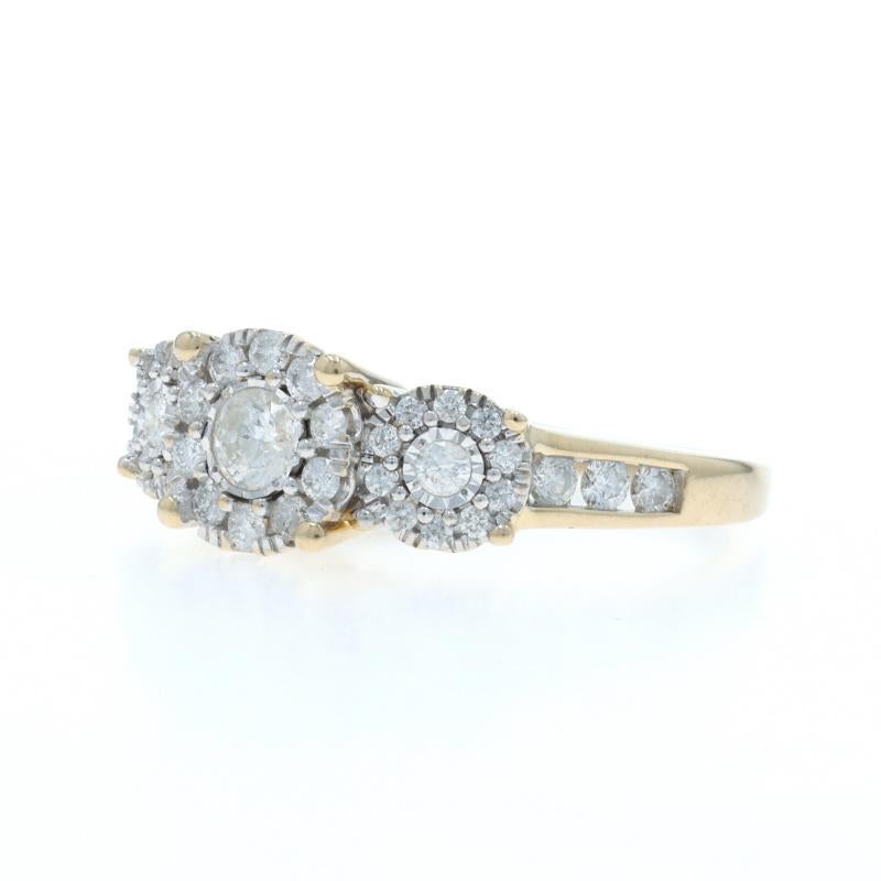 Anello di fidanzamento con diamante in oro giallo 14k Brilliante rotondo .75ctw Halo In condizioni ottime in vendita a Greensboro, NC