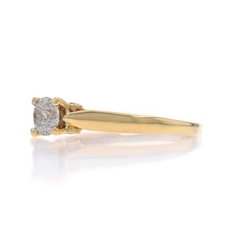 Bague de fiançailles en or jaune - 14k diamant rond brillant .90ctw Cathedral Excellent état - En vente à Greensboro, NC