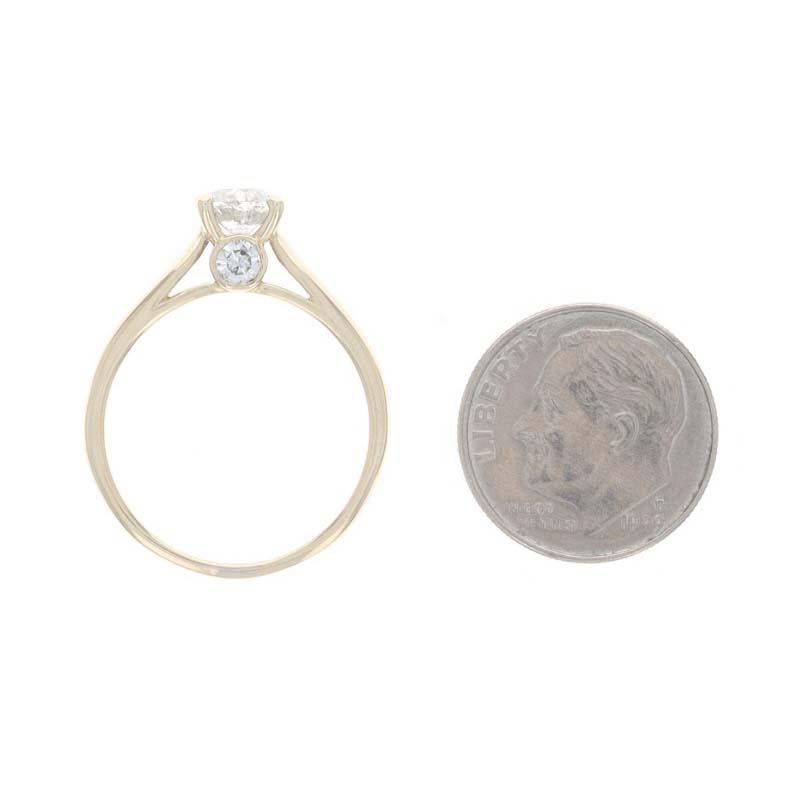 Bague de fiançailles en or jaune - 14k diamant rond brillant .90ctw Cathedral en vente 1