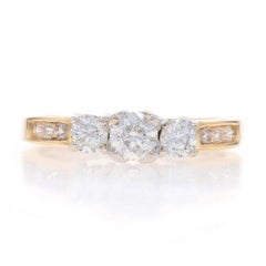 Yellow Gold Diamond Engagement Ring - 14k Round Brilliant .95ctw Three-Stone