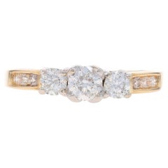 Yellow Gold Diamond Engagement Ring - 14k Round Brilliant .95ctw Three-Stone