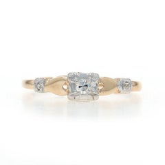 Yellow Gold Diamond Engagement Ring - 14k Single Cut