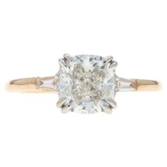 Yellow Gold Diamond Engagement Ring - 14k Square Cushion 2.68ctw GIA