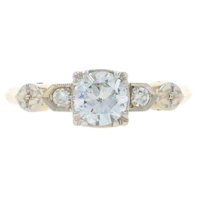 Anello di fidanzamento con diamante in oro giallo - 14k Transitional .80ctw Vintage in vendita