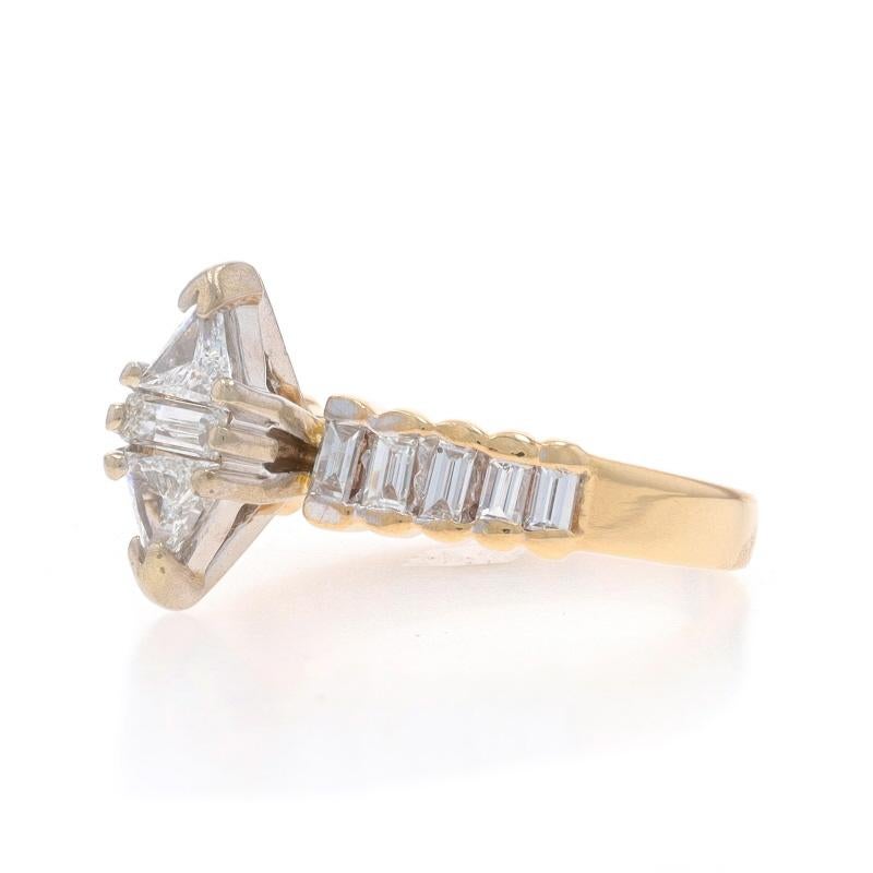 Yellow Gold Diamond Engagement Ring - 14k Trillion and Baguette 1.00ctw In condizioni ottime in vendita a Greensboro, NC