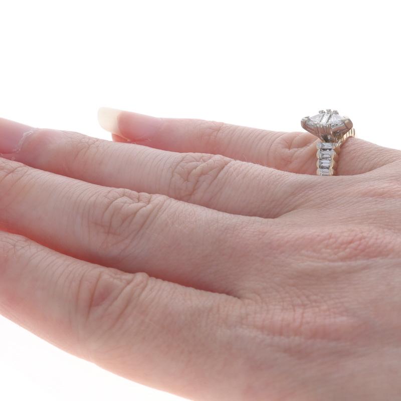 Donna Yellow Gold Diamond Engagement Ring - 14k Trillion and Baguette 1.00ctw in vendita