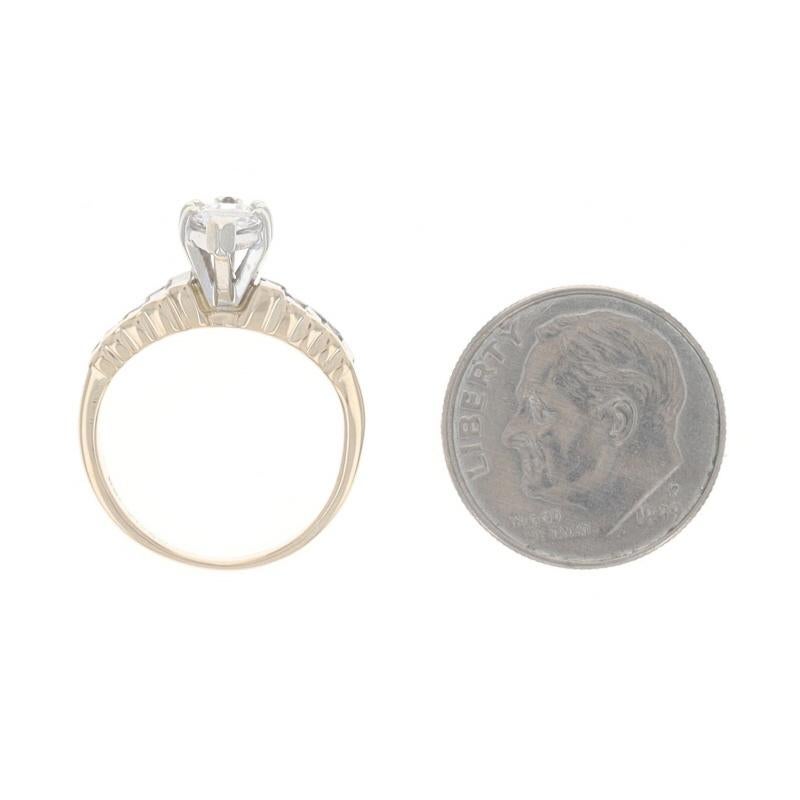 Yellow Gold Diamond Engagement Ring - 14k Trillion and Baguette 1.00ctw in vendita 1
