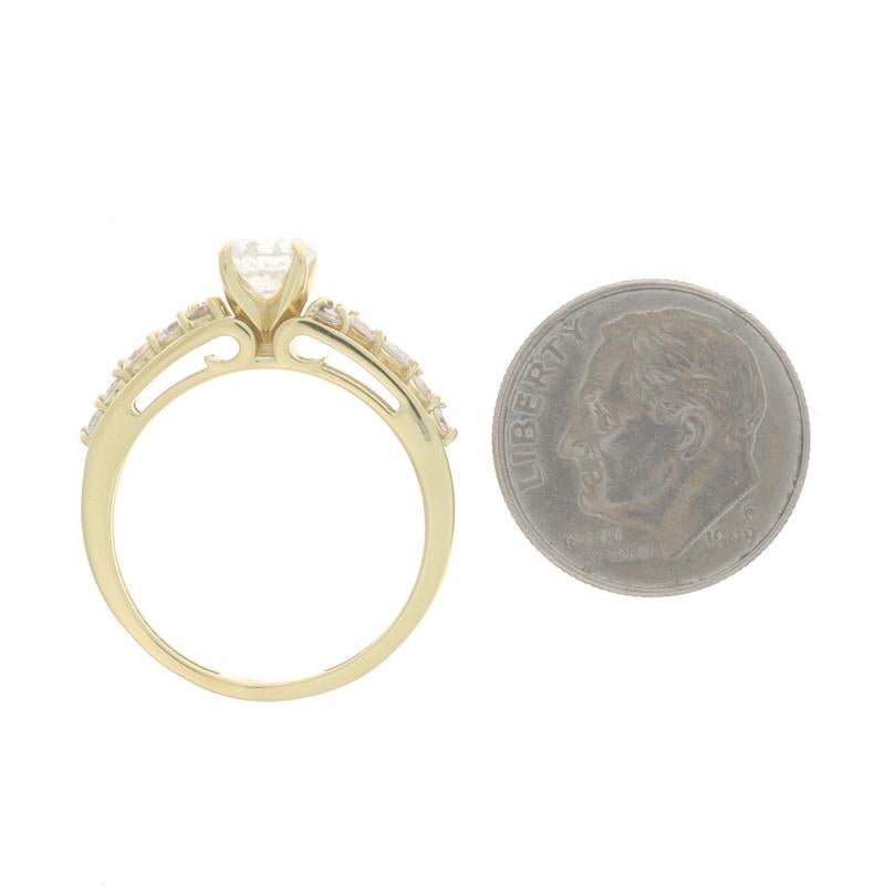 Bague de fiançailles en or jaune - 18k diamant rond brillant 1.25ctw en vente 1