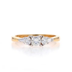 Yellow Gold Diamond Engagement Ring - 18k Specialty Cushion .65ctw Three-Stone