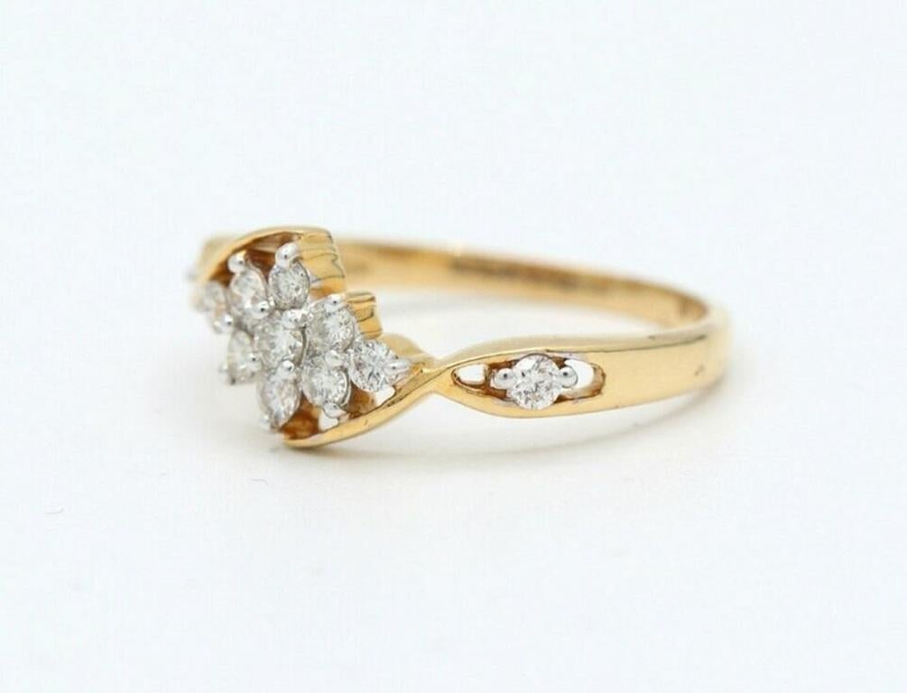 Yellow Gold Diamond Ring Flower Shape Ring 14k Gold Engagement Ring Moms Gift
Light weight can be worn everyday

Additional information:
Condition: New without tags: A brand-new, unused, and unworn item (including handmade items) that is not in