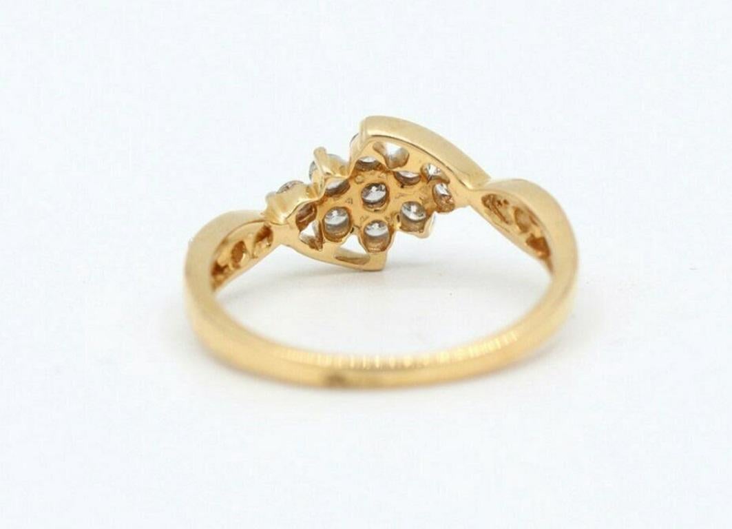Round Cut Yellow Gold Diamond Engagement Ring Flower Shape 14k Gold For Sale