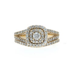 Yellow Gold Diamond Engagement Ring & Wedding Band - 10k Round Brilliant 1.00ctw