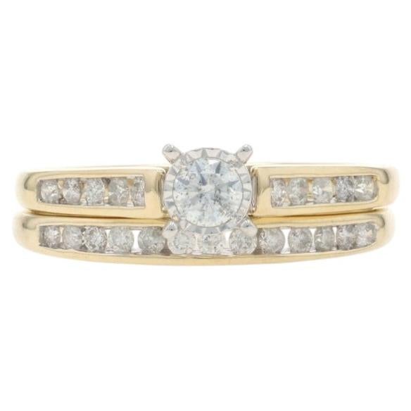 Yellow Gold Diamond Engagement Ring & Wedding Band - 10k Round Brilliant .50ctw