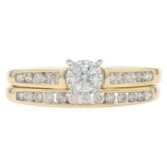 Yellow Gold Diamond Engagement Ring & Wedding Band - 10k Round Brilliant .50ctw