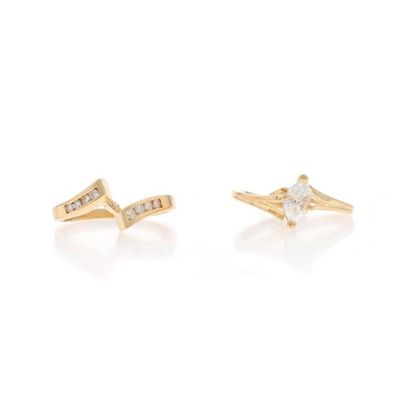Verlobungsring & Ehering aus Gelbgold mit Diamanten - 14k Marquise .60ctw im Angebot 1