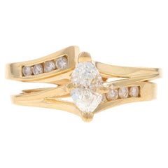 Bague de fiançailles et alliance en or jaune - 14k Marquise .60ctw