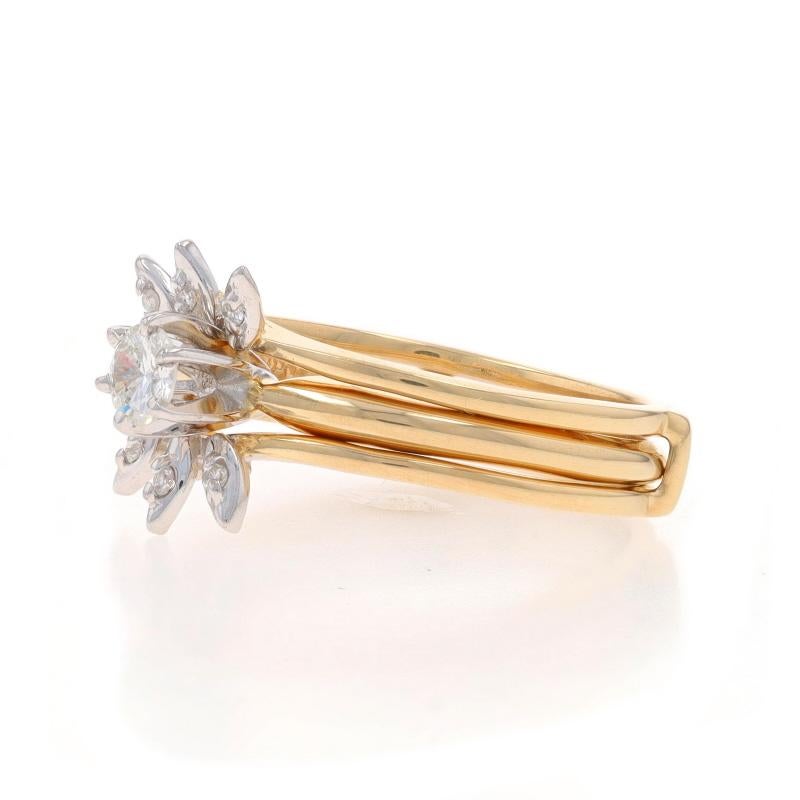 Bague de fiançailles et alliance en or jaune - 14k diamant rond brillant .23ctw Pour femmes en vente