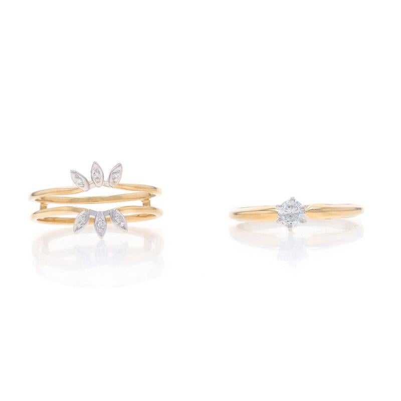 Bague de fiançailles et alliance en or jaune - 14k diamant rond brillant .23ctw en vente 1