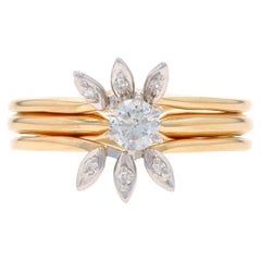 Gelbgold Diamant Verlobungsring & Hochzeit Band - 14k Runde Brillant .23ctw